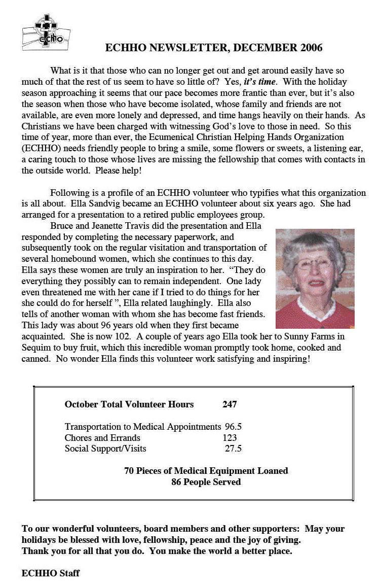 Newsletter - December 2006